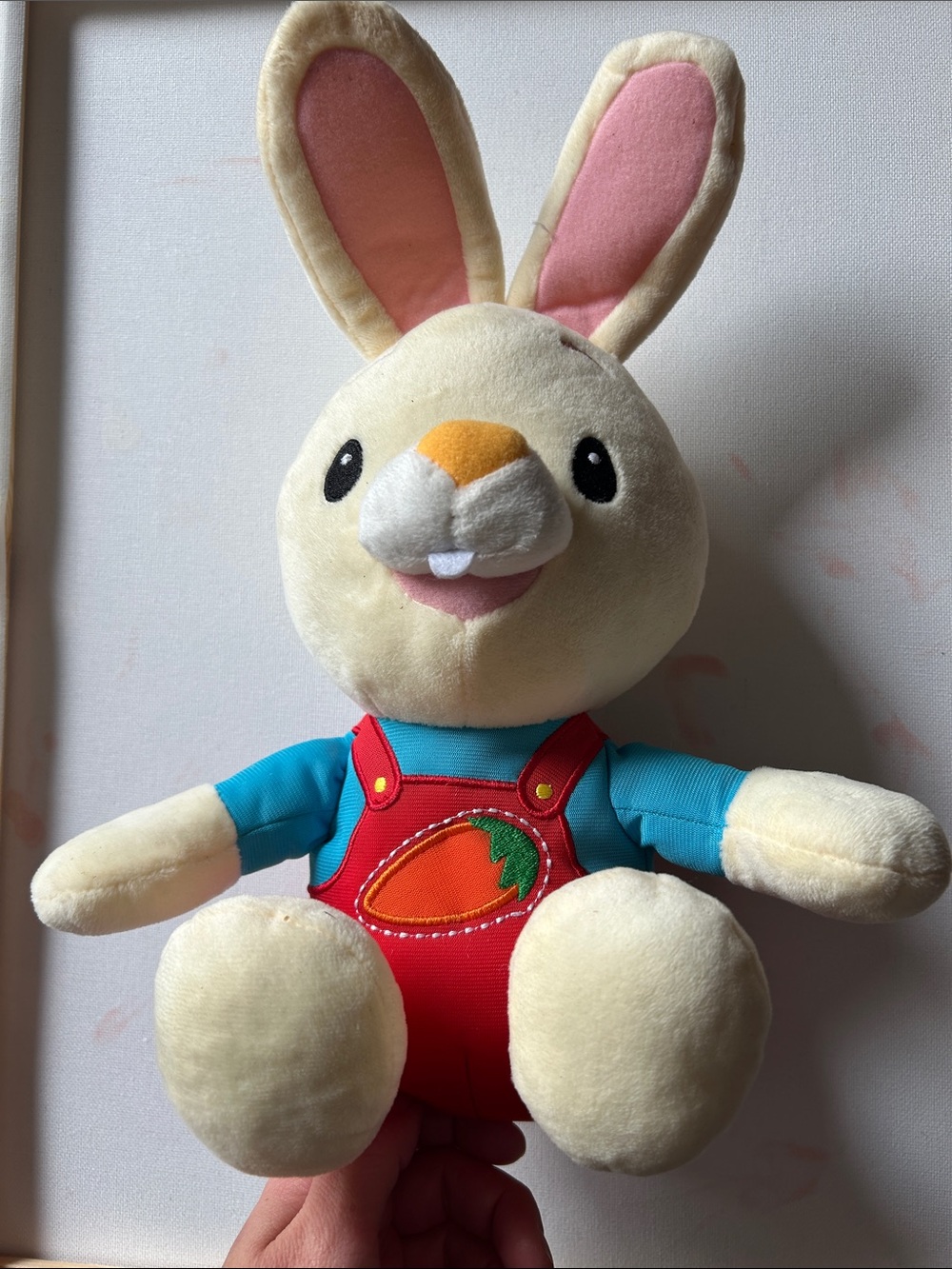 Babyfirst Harry the Bunny Cream Bunny Plush with Pink Ears and Red Carrot - Picture 1 of 2